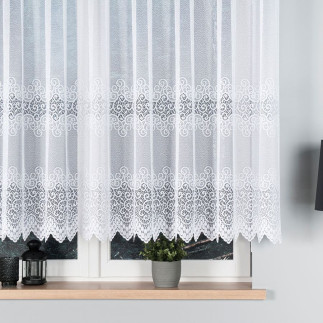 Violetta firanka żakardowa ze wzorem pasowym, wysokość 140cm, kolor 001 biały