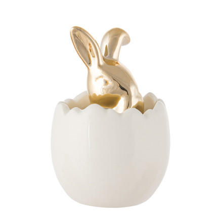 Figurka ceramiczna złoty zając w jajku 5,5x5,5x8 cm dek. a