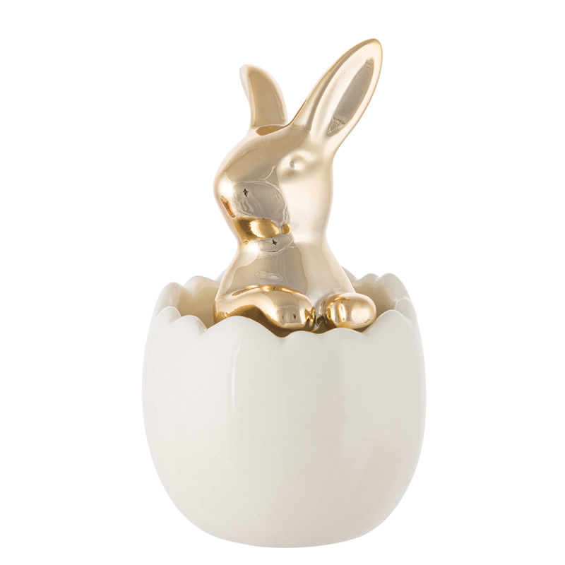 Figurka ceramiczna złoty zając w jajku 5,5x5,5x9,5 cm dek. b