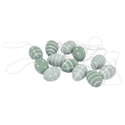 Zestaw 12 zielonych zawieszek w kształcie jajka 2,5x2,5x3,5 cm - EAN: 5904252385647