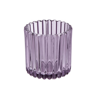 Świecznik szklany 7,5x7,5x7,5 cm kol. fioletowy