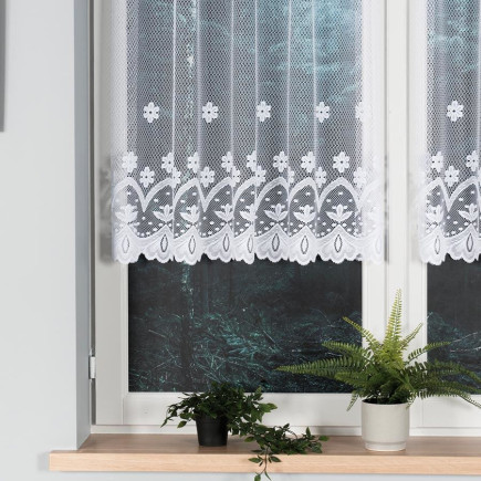 Firanka żakardowa ze wzorem pasowym, wysokość 100cm, kolor 001 biały