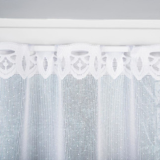 Firanka żakardowa ze wzorem pasowym, wysokość 110cm, kolor 001 biały