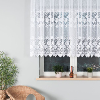 Firanka żakardowa ze wzorem pasowym, wysokość 120cm, kolor 001 biały