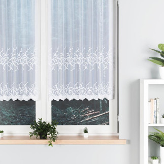 Firanka żakardowa ze wzorem pasowym, wysokość 110cm, kolor 001 biały