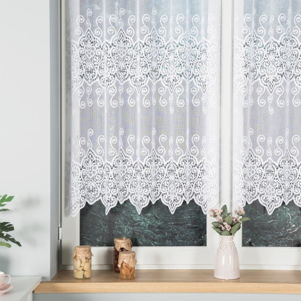 Firanka żakardowa ze wzorem pasowym, wysokość 120cm, kolor 001 biały