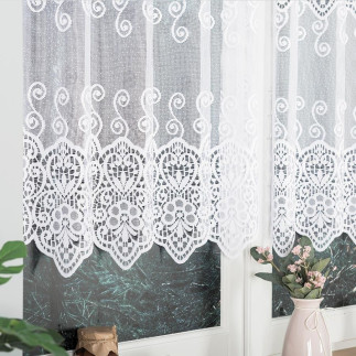 Firanka żakardowa ze wzorem pasowym, wysokość 120cm, kolor 001 biały