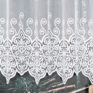 Firanka żakardowa ze wzorem pasowym, wysokość 120cm, kolor 001 biały