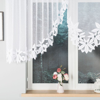 Jadwiga firanka żakardowa odpasowana, szerokość 300 x wysokość 120cm, kolor 001 biały