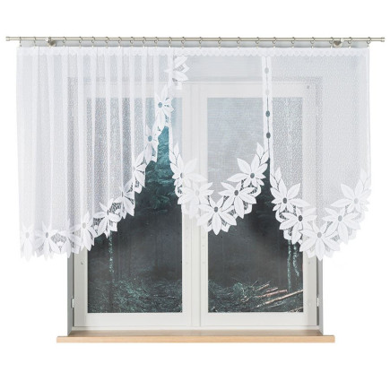 Jadwiga firanka żakardowa odpasowana, szerokość 300 x wysokość 120cm, kolor 001 biały