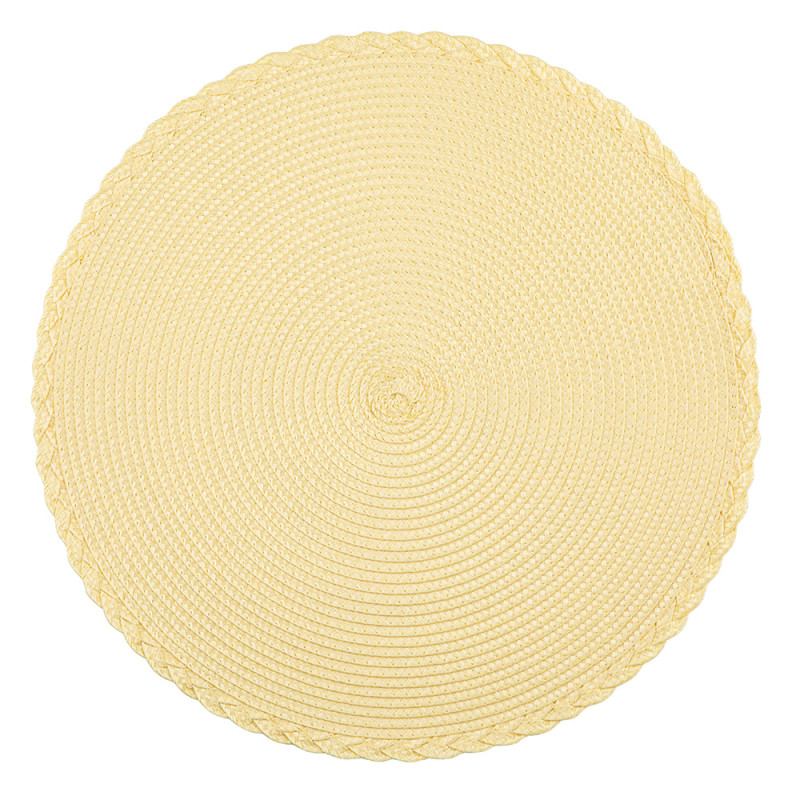 Mata stołowa okrągła 38 cm dekoracja żółta plecionka, EAN: 5904252387559