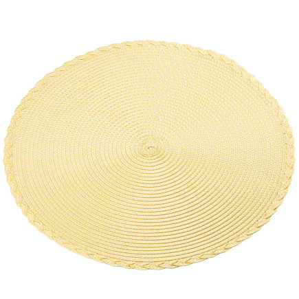 Mata stołowa okrągła 38 cm dekoracja żółta plecionka, EAN: 5904252387559