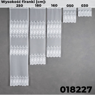 Zazdrostka żakardowa ze wzorem pasowym, wysokość 50cm, kolor 001 biały