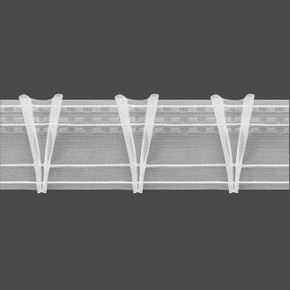 Taśma podwójna zakładka 10cm, marszczenie 1:2, transparentna z białym sznurkiem, 4.100.200.2