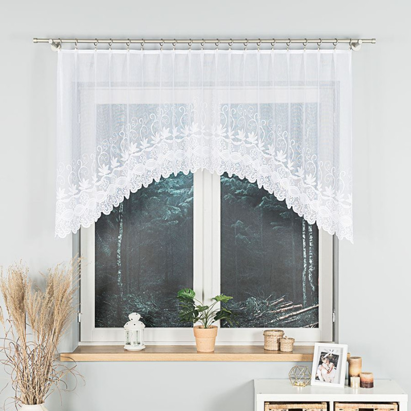 Jowita firanka żakardowa pasowa biała 250x100cm, EAN: 5907693251397