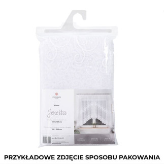 Jowita firanka żakardowa gotowa ze wzorem pasowym, szerokość 250 x wysokość 100cm, kolor 001 biały