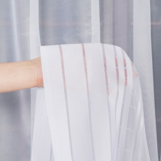 Firanka żakardowa ze wzorem pasowym, wysokość 250cm, kolor 001 biały