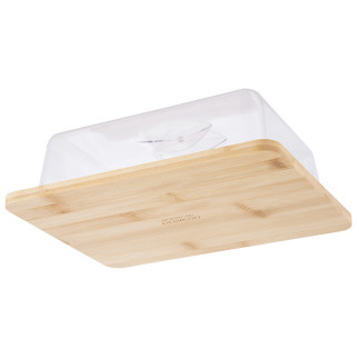 Patera bambusowa z kloszem plastikowym 25x19,5x7,5 cm