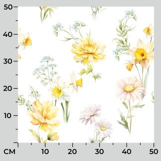 Wiosenna polana tkanina dekoracyjna oxford wodoodporny, szerokość 145cm, kolor 001 żółty