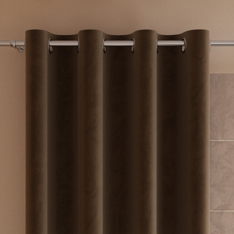 Velvi zasłona brązowa gotowa na przelotkach 140x250 cm, kolor 002, EAN: 5907693255135
