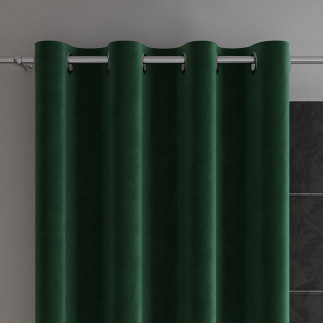 Velvi zasłona gotowa na przelotkach, szerokość 140 x wysokość 250cm, kolor 010 ciemny zielony  butelkowy