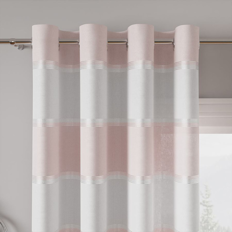 Tkanina dekoracyjna kolor biało - różowy szer. 150 cm.