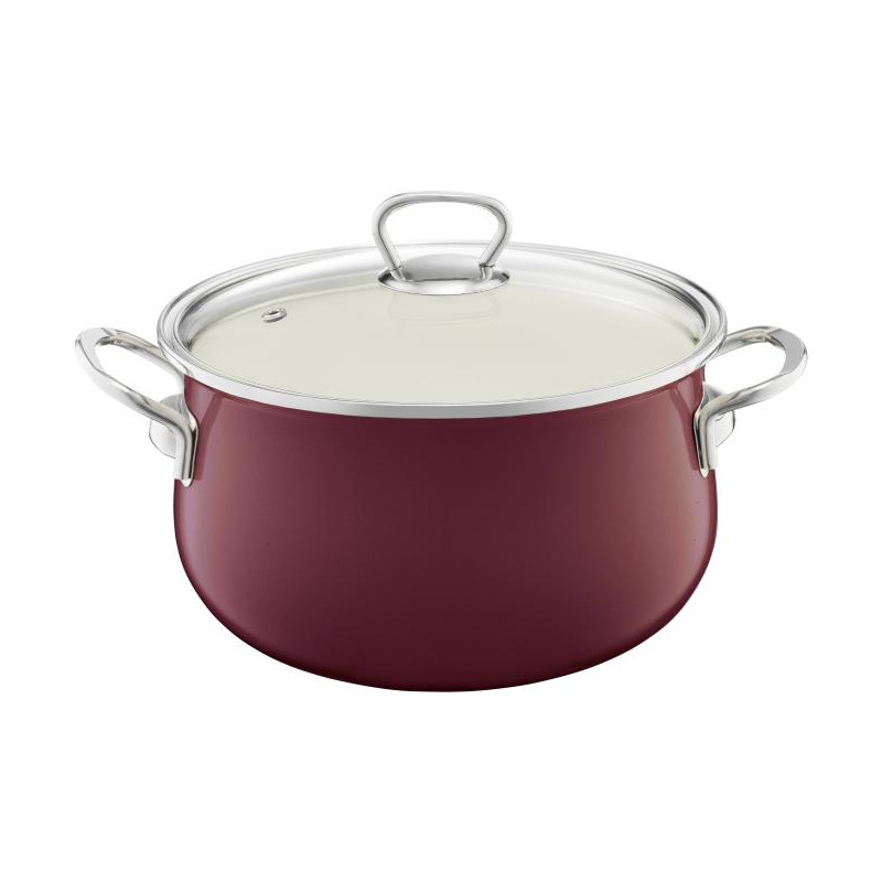 Garnek emaliowany okuwany Pyza 22 cm bordowy EMALIA OLKUSZ