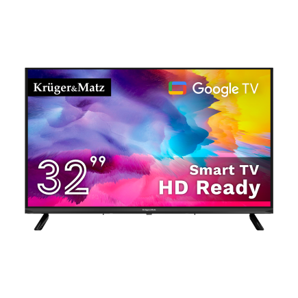 Telewizor kruger&matz 32" hd google tv,  dvb-t2/s2/t/c   h.265 hevc