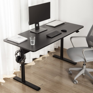 Biurko stolik z blatem 140x68cm ergo office, sprężyna gazowa, regulacja wysokości, do pracy stojąco siedzącej, max wys 115cm, er