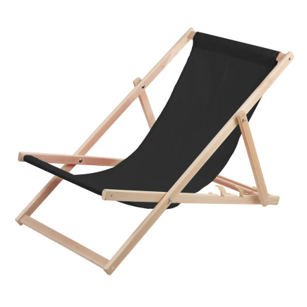 Leżak plażowy, drewniany czarny