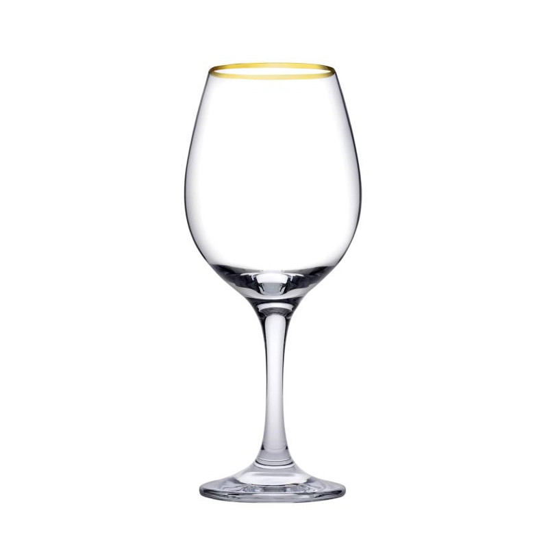 Komplet 6 kieliszków do wina Amber ze złotym rantem 365 ml PASABAHCE