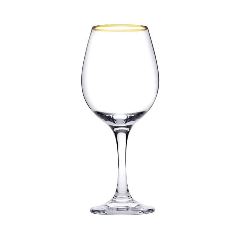 Komplet 6 kieliszków do wina Amber ze złotym rantem 460 ml PASABAHCE