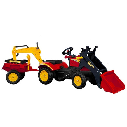 Traktor z Przyczepą i Łyżką na Pedały Benson Czerwony