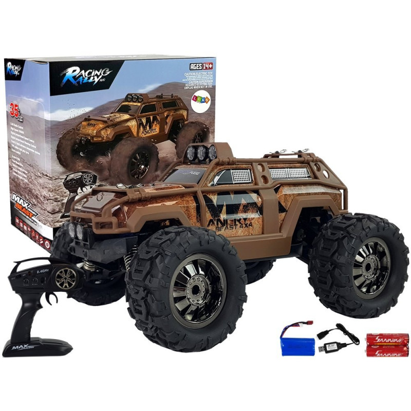 Auto rajdowe off-road zdalnie sterowane brązowe 2.4G 1:18 35 km/h z kontrolą prędkości EAN: 5904204750196 Auto rajdowe off-road zdalnie sterowane brązowe 2.4G 1:18 35 km/h z kontrolą prędkości EAN: 5904204750196
