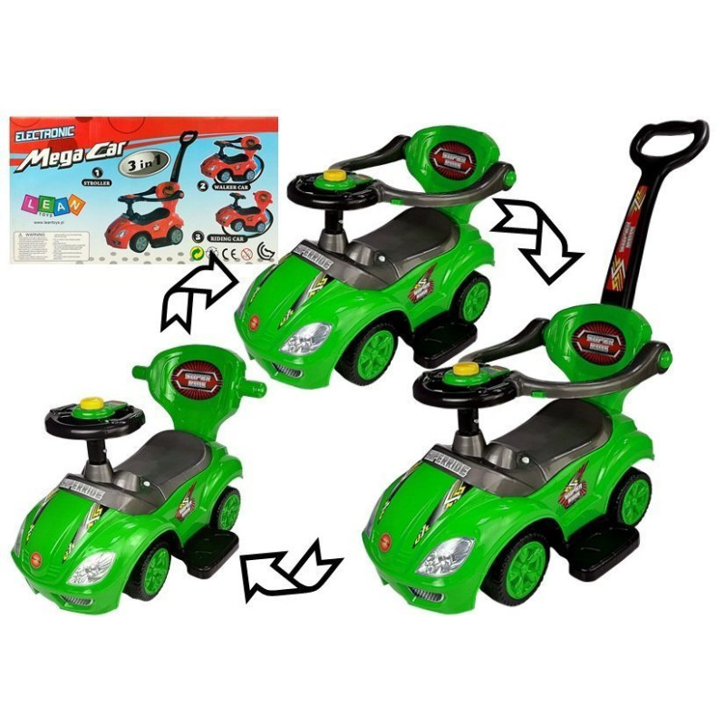 Jeździk z Pchaczem Mega Car 3w1 Zielony Jeździk z Pchaczem Mega Car 3w1 Zielony