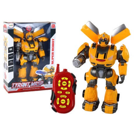 Duży Robot Zdalnie Sterowany R/C Żółty Dźwięk Światła