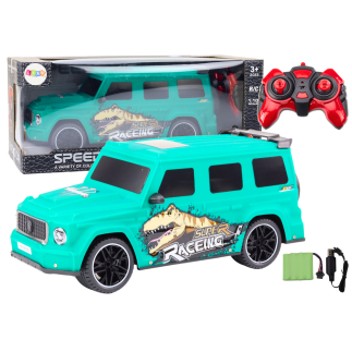Auto Zdalnie Sterowane RC z Dinozaurem w Skali 1:10 Zielone