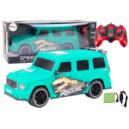 Auto Zdalnie Sterowane RC z Dinozaurem w Skali 1:10 Zielone