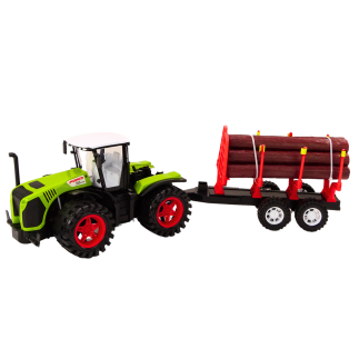 Traktor Farmerski Z Przyczepą Na Drewno 9 Bali Drzewa Napęd Zielony