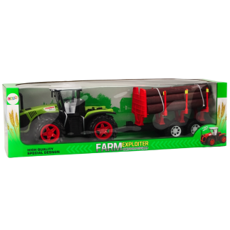 Traktor Farmerski Z Przyczepą Na Drewno 9 Bali Drzewa Napęd Zielony