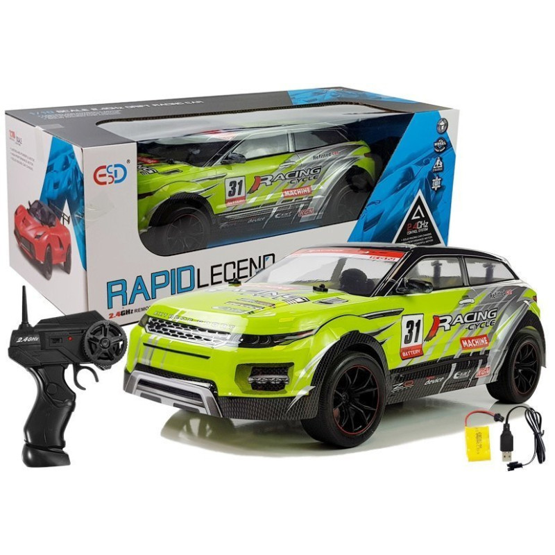 Zdalnie Sterowane Autko Rajdowe Zielone R/C 1:10 EAN: 5907625589611