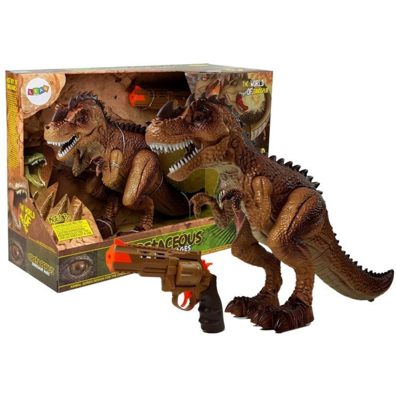 Ruchomy Dinozaur Tyranozaur Para Wodna Pistolet Dźwięk Światła Żółty