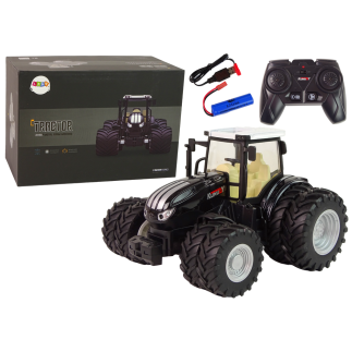 Traktor zdalnie sterowany r/c czarny 2,4g metal