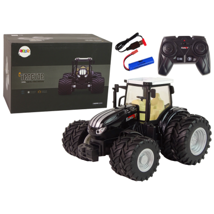 Traktor zdalnie sterowany r/c czarny 2,4g metal