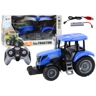 Traktor zdalnie sterowany rc 2.4g dźwięki niebieski