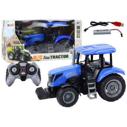 Traktor zdalnie sterowany rc 2.4g dźwięki niebieski