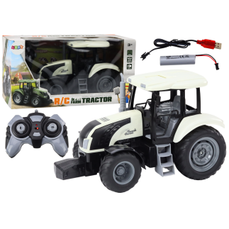 Traktor zdalnie sterowany rc 2.4g dźwięki biały