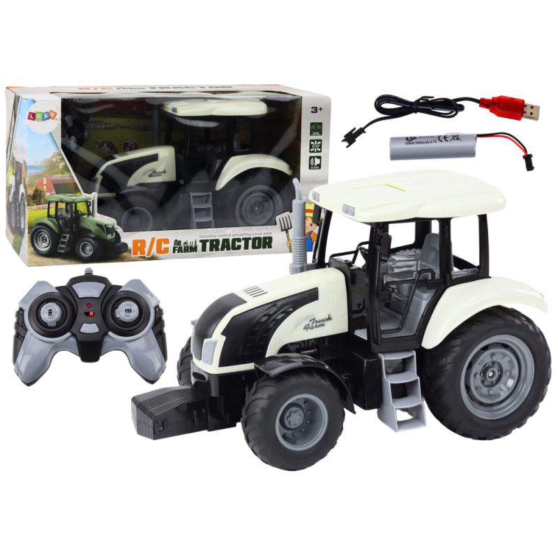 Traktor zdalnie sterowany rc 2.4g dźwięki biały