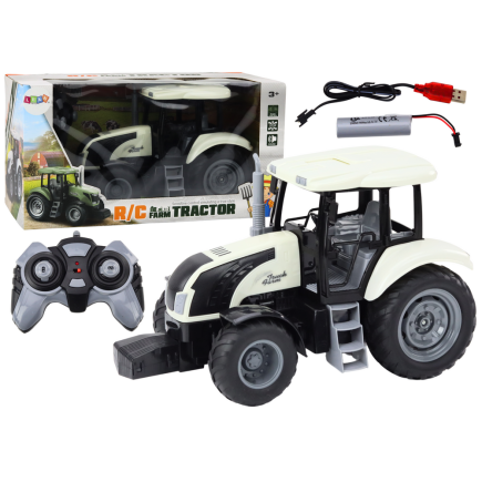 Traktor zdalnie sterowany rc 2.4g dźwięki biały