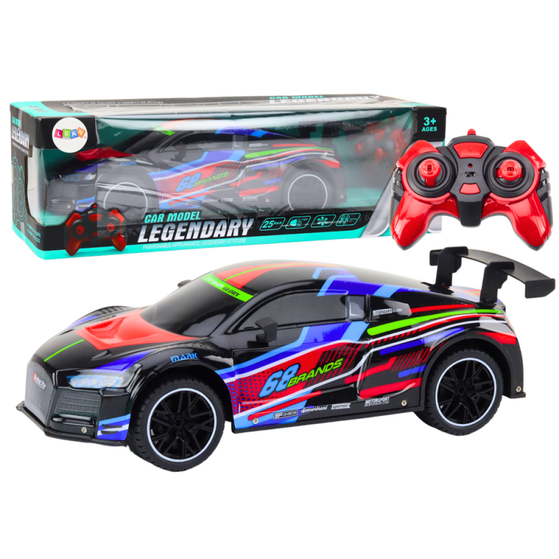 Auto sportowe zdalnie sterowane rc 1:10 25km/h światła czarny